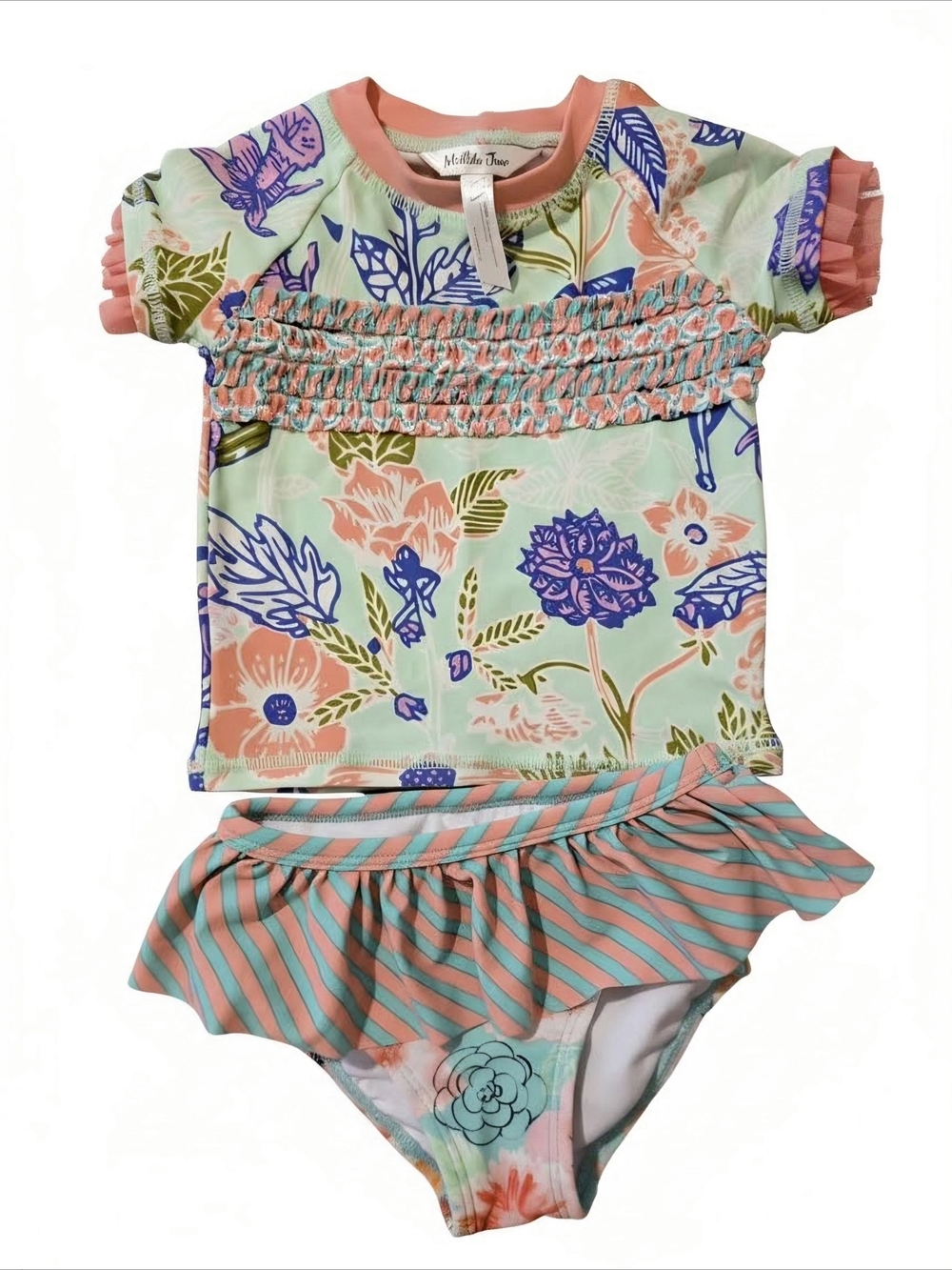 Matilda Jane Floral Ruffle Two-Piece Swimsuit - Mint & Coral